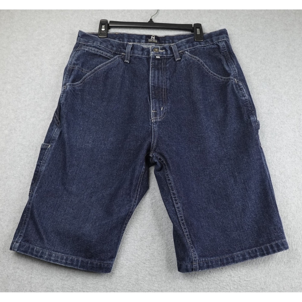 Y2K Nautica Blue Denim Carpenter Jean Shorts Men's 36x34 Dark Wash